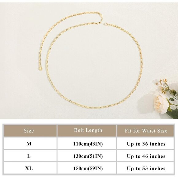 Gold Metal Waist Chain Adjustable Body Belt for Women Dress Jeans Fashion main image 5